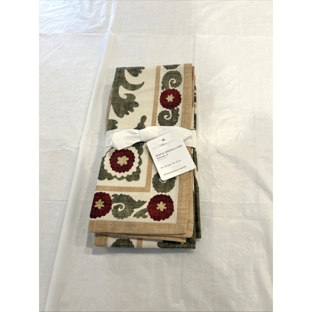Pottery Barn Sofia Medallion Table Napkins Set of 4 20x20 Floral Suzani NWT